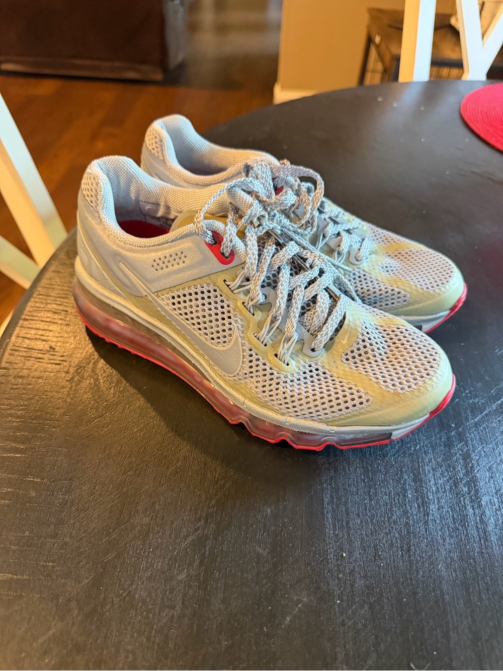 Nike Mesh Running Sneakers - Light Gray with Pink Accents